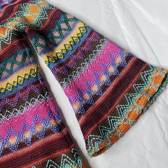 Rare Editions Dress Multicolor Chevron Print Lined Bell Sleeves Girl's Size 5 - Picture 11 of 14